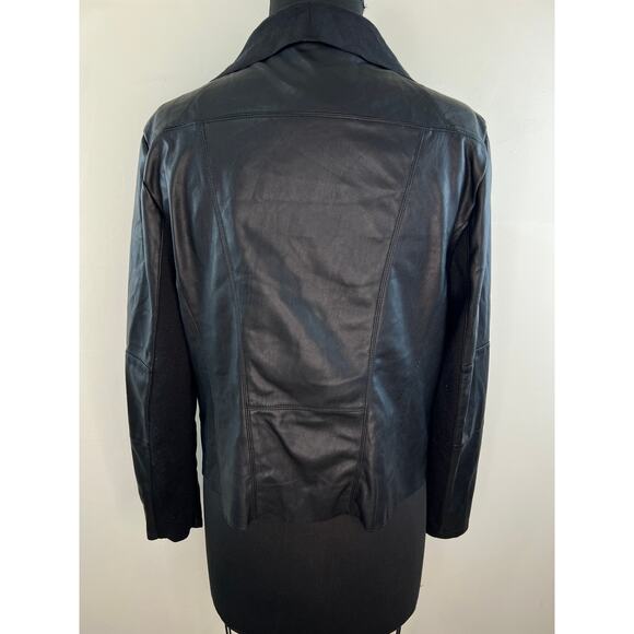 Bagatelle Black Long Sleeve Faux Leather Drape Open Womens Jacket Size L - Picture 6 of 9